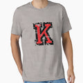 Letter K Distressed Two Color Black Red T-Shirt - Custom Art Print Unisex - T-Shirt, Sweatshirt, Hoodie