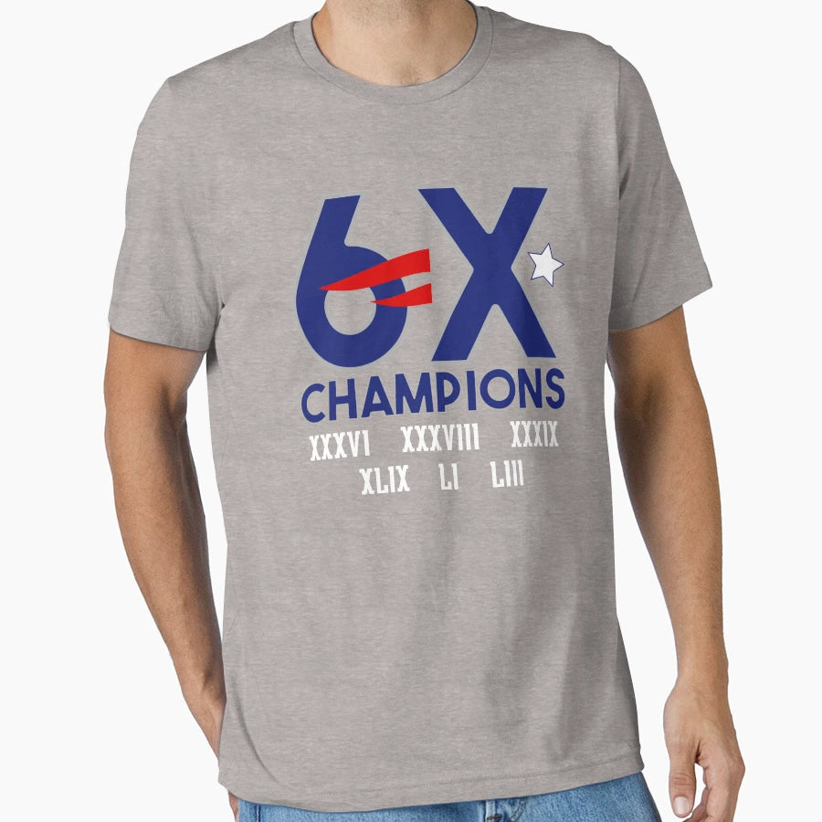 6X Champions New England Super Bowl T-Shirt - Aesthetic Graphic Unisex - T-Shirt, Sweatshirt, Hoodie