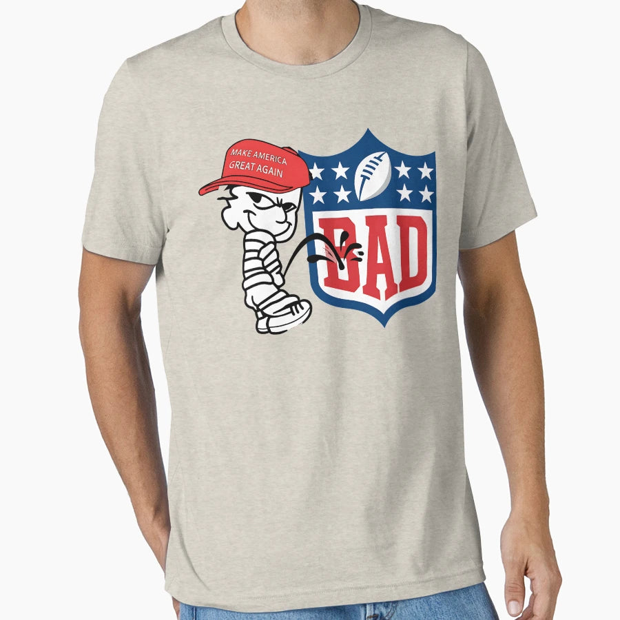 Maga Calvin Peeing Logo Bad Shield T-Shirt - Trendy Graphic Unisex - T-Shirt, Sweatshirt, Hoodie