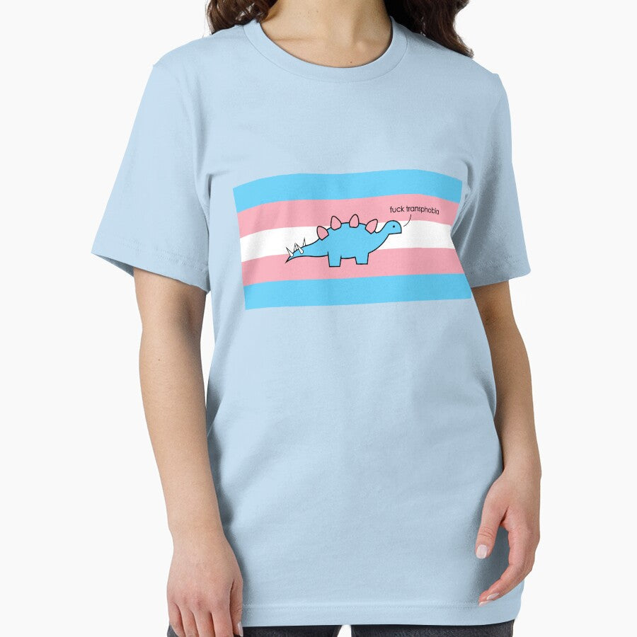 Fuck transphobia cute dinosaur design by anins-azuree - Adult & Kids T-Shirts, Sweatshirts & Hoodies apparel design preview 2