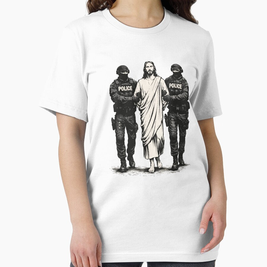 Jesus Escorted by Police ICE Anti-ICE Protest Art, - Adult & Kids T-Shirts, Sweatshirts & Hoodies apparel design preview 2