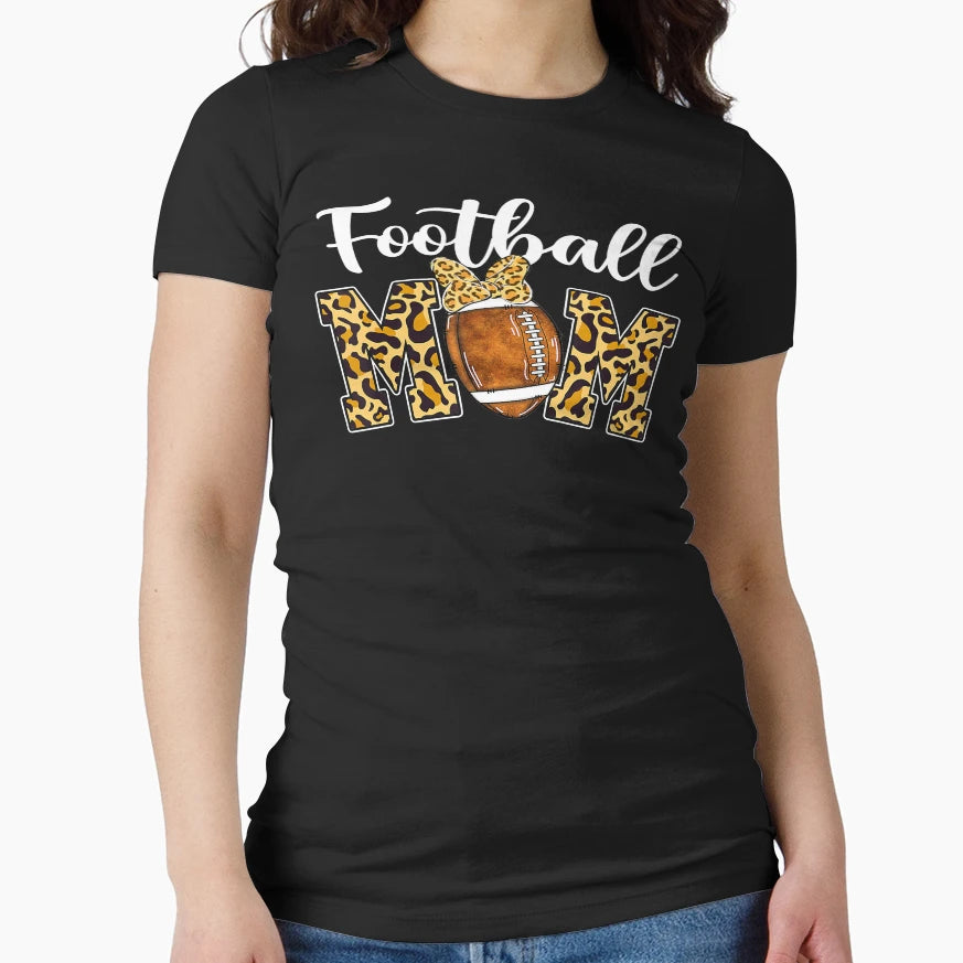 Leopard Football Mom Mothers Day Mom T-Shirt - Custom Art Print for Adults - T-Shirt, Sweatshirt, Hoodie