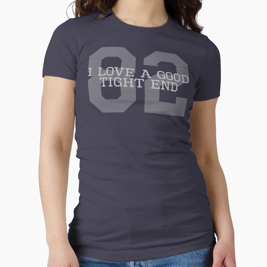 I Love Good Tight End Front Silver T-Shirt - Novelty Apparel for Adults - T-Shirt, Sweatshirt, Hoodie