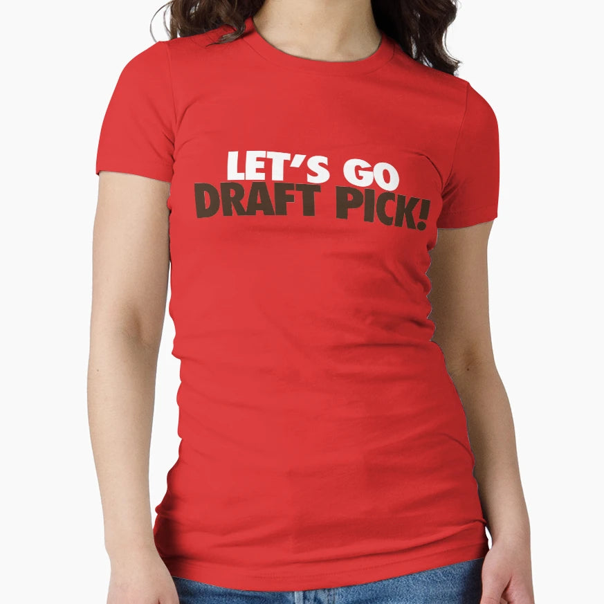 Lets Go Draft Pick Cle White Brown T-Shirt - Minimalist Print Unisex - T-Shirt, Sweatshirt, Hoodie
