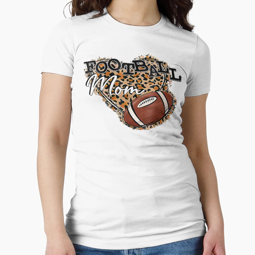 Game Day Leopard Heart Football Mom T-Shirt - Custom Art Print Men Women - T-Shirt, Sweatshirt, Hoodie