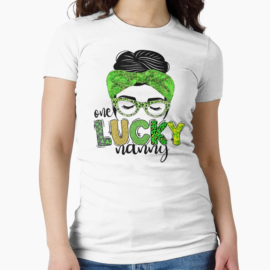 One Lucky Nanny Life Messy Bun St T-Shirt - Custom Art Print Men Women - T-Shirt, Sweatshirt, Hoodie