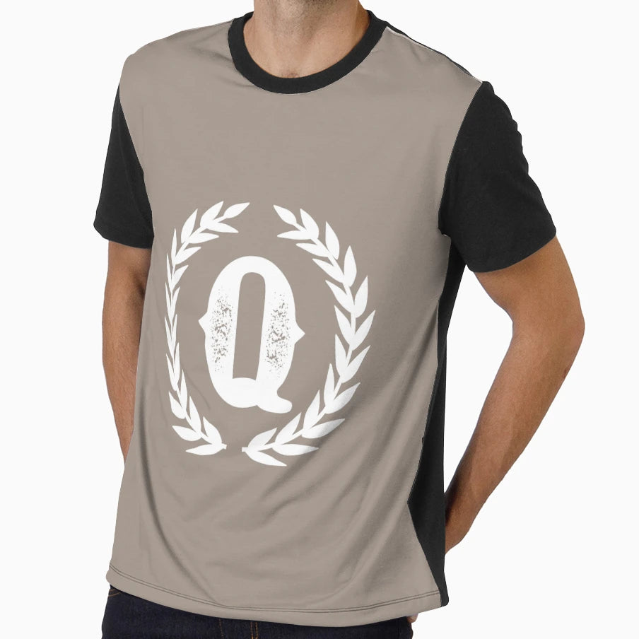 Beige Monogram Letter Q T-Shirt - Custom Art Print for Adults - T-Shirt, Sweatshirt, Hoodie