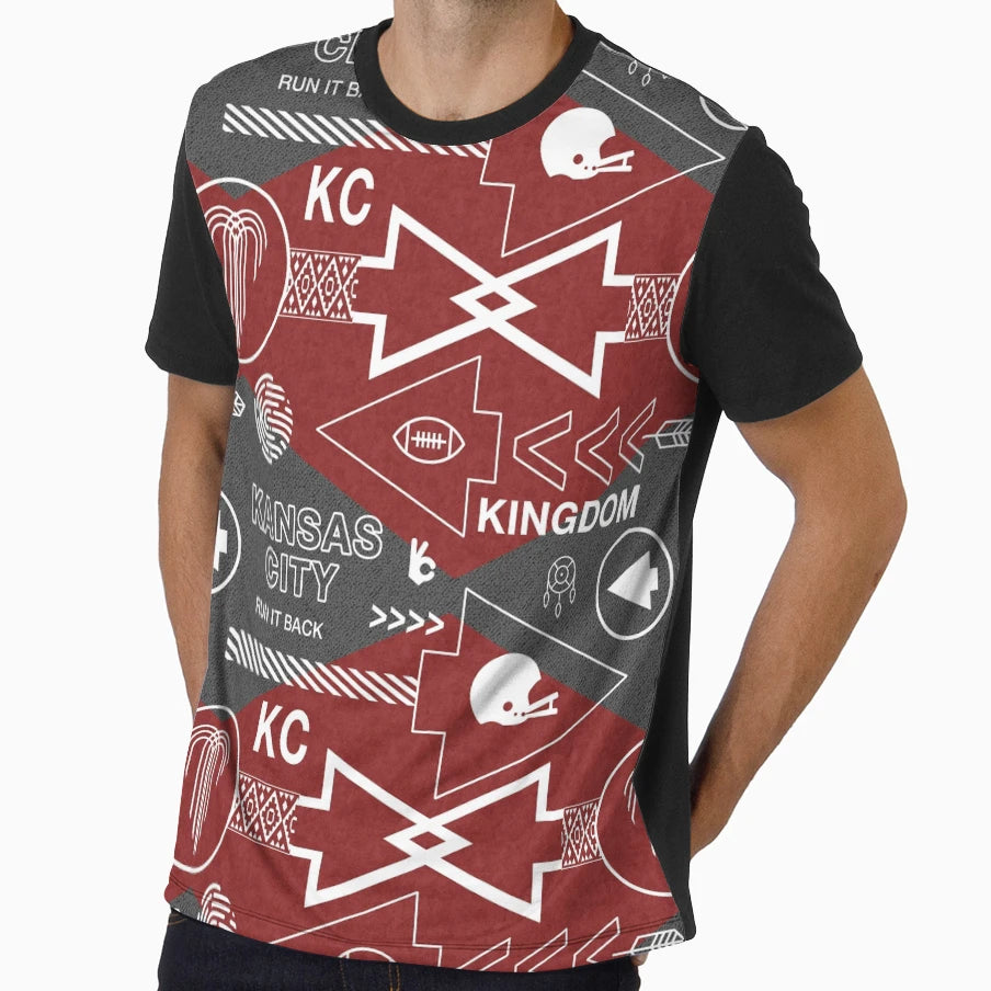 Kansas City Football Pattern T-Shirt - Aesthetic Graphic for Adults - T-Shirt, Sweatshirt, Hoodie