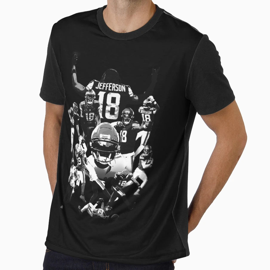 Justin Jeffersons Mvp Season Black White T-Shirt - Aesthetic Graphic Unisex - T-Shirt, Sweatshirt, Hoodie