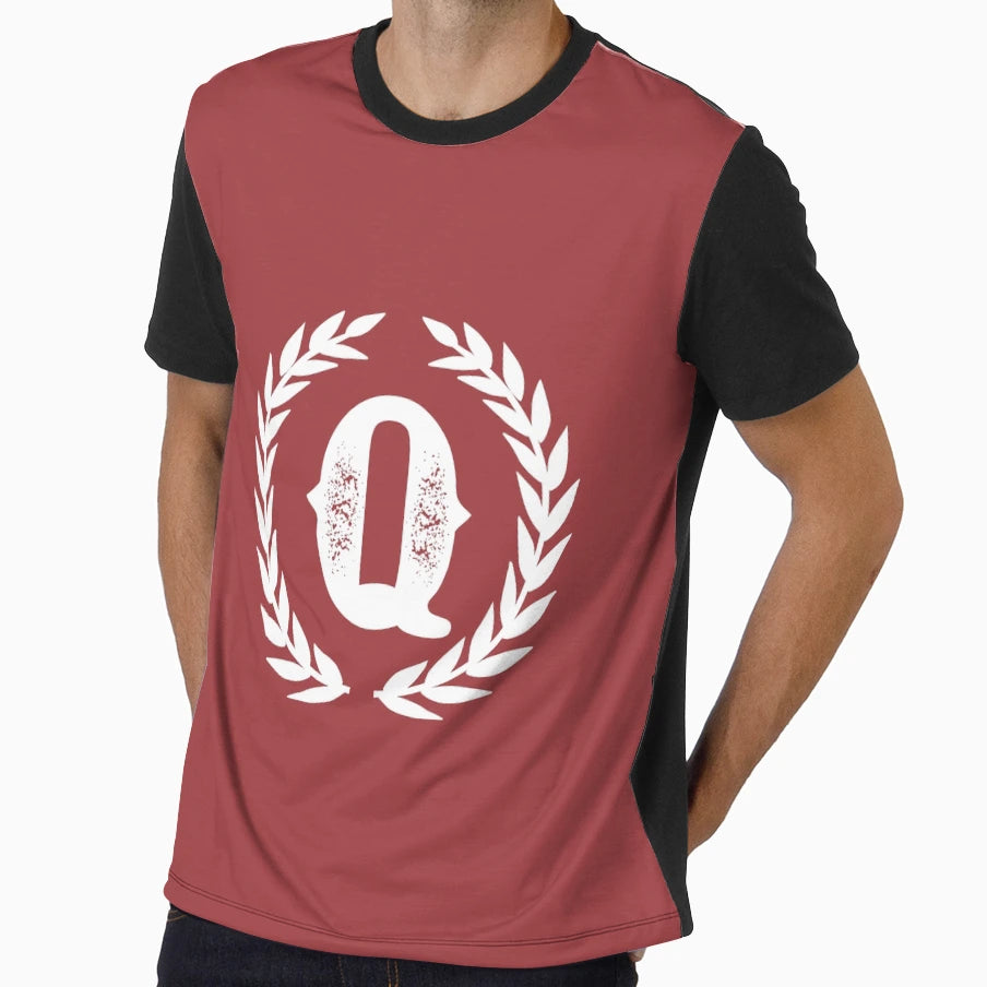 Rustic Red Monogram Letter Q T-Shirt - Fun Novelty Design for Adults - T-Shirt, Sweatshirt, Hoodie