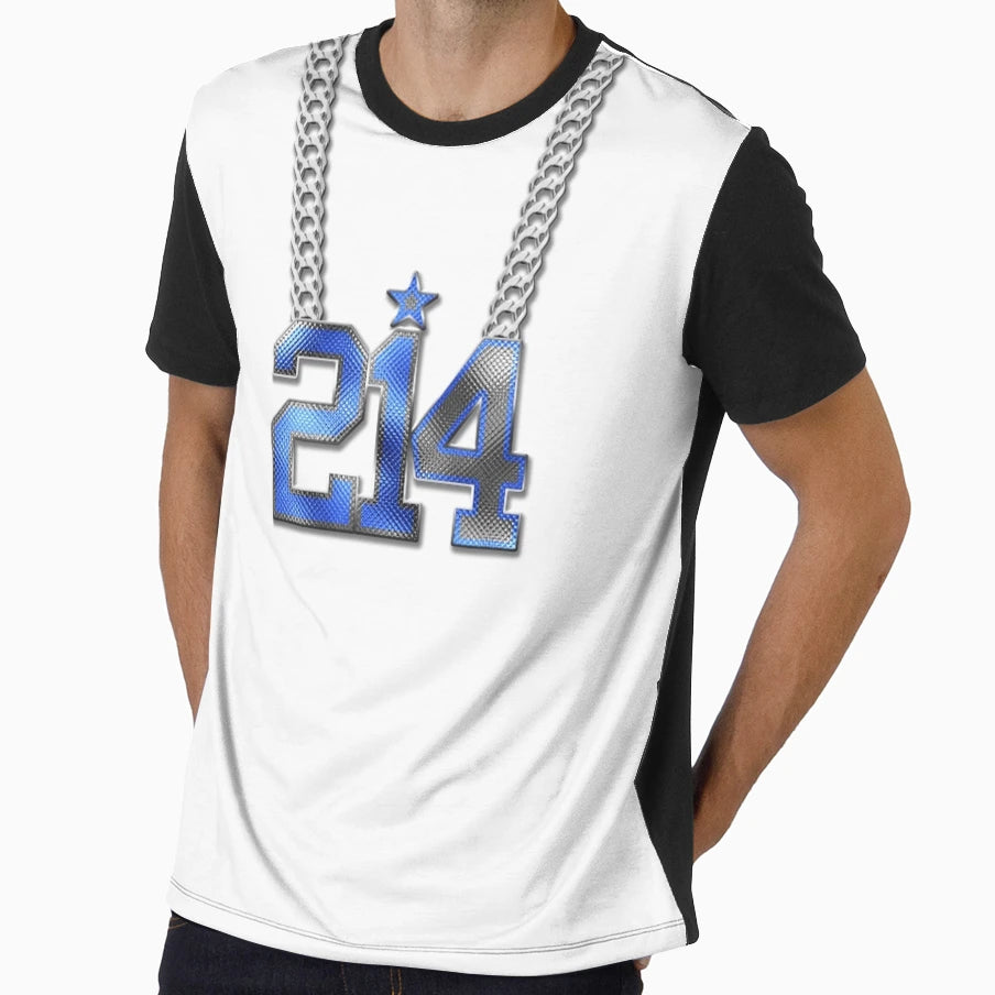 214 Bling Chain Blue 21 White 4 T-Shirt - Fun Novelty Design Unisex - T-Shirt, Sweatshirt, Hoodie