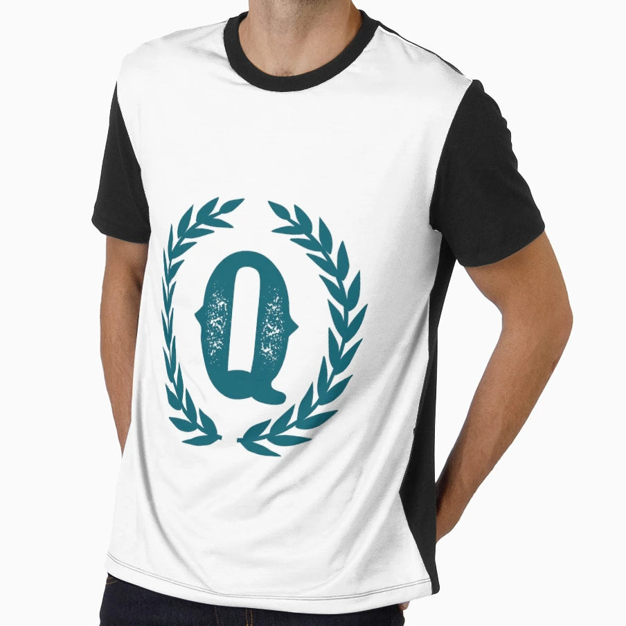 Dark Teal Monogram Letter Q T-Shirt - Minimalist Print Unisex - T-Shirt, Sweatshirt, Hoodie