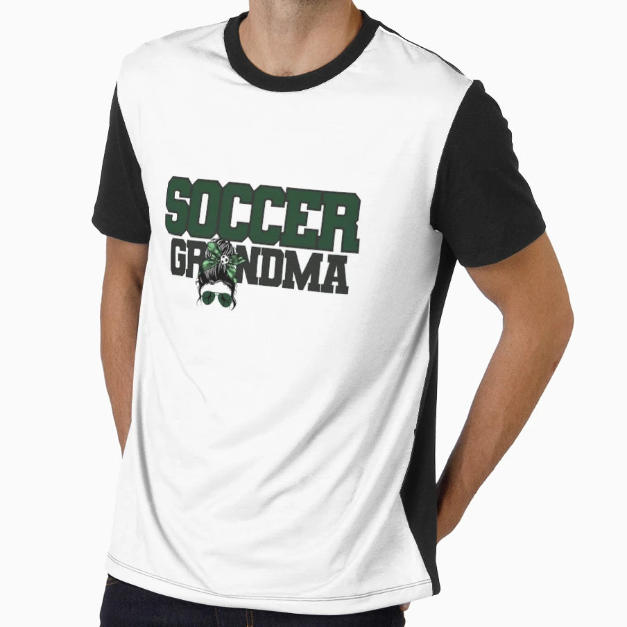 Soccer Grandma Green Black Messy Bun T-Shirt - Unique Graphic Unisex - T-Shirt, Sweatshirt, Hoodie