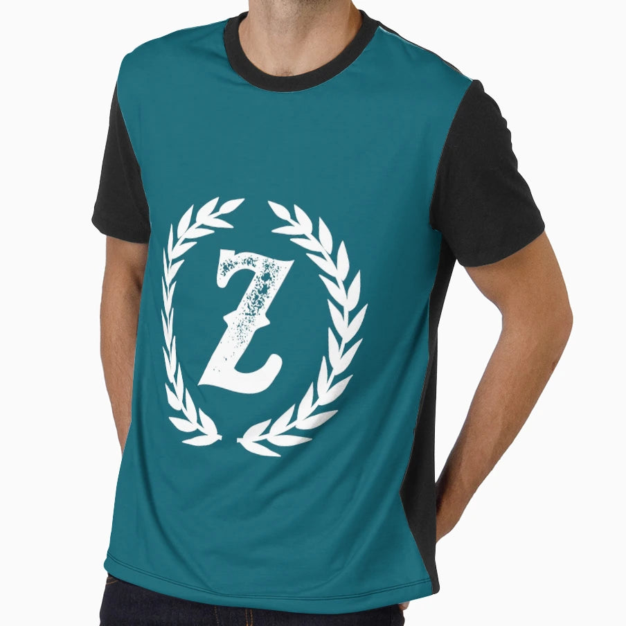 Dark Teal Monogram Letter Z T-Shirt - Custom Art Print Unisex - T-Shirt, Sweatshirt, Hoodie