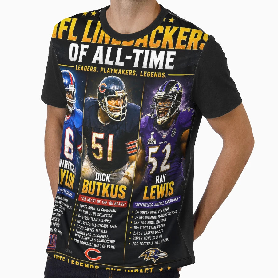 Pro Football 3 Greatest Linebackers T-Shirt - Minimalist Print Men Women - T-Shirt, Sweatshirt, Hoodie