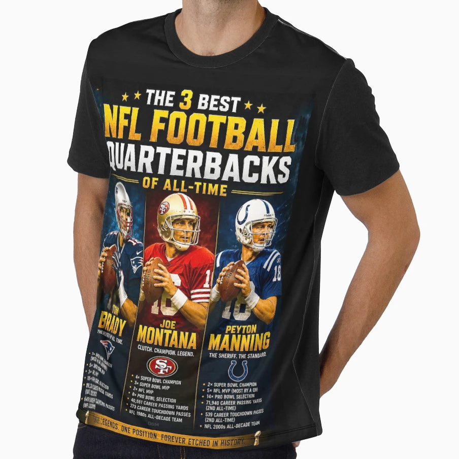 Pro Football 3 Best Quarterbacks T-Shirt - Custom Art Print for Adults - T-Shirt, Sweatshirt, Hoodie