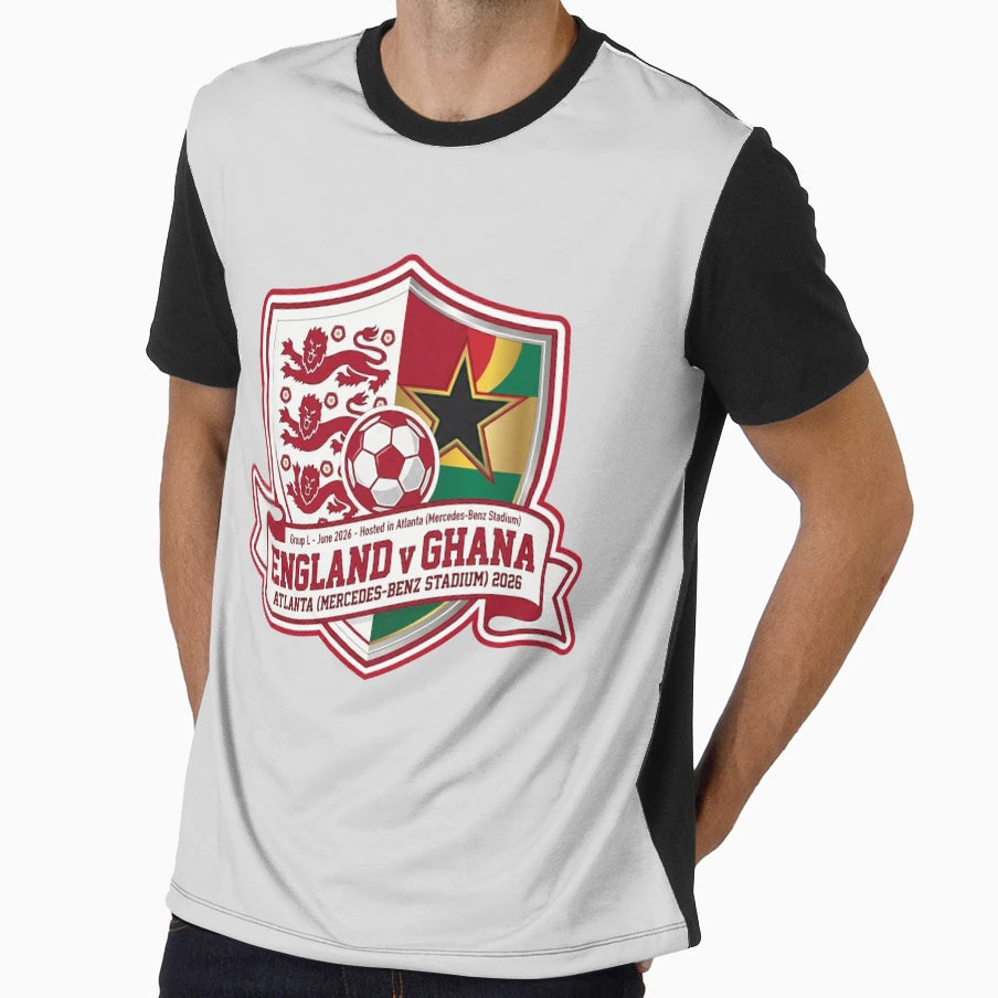 England Vs Ghana Atlanta Soccer Match T-Shirt - Custom Art Print Unisex - T-Shirt, Sweatshirt, Hoodie