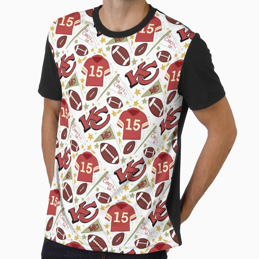 PM Chiefs Pattern White T-Shirt - Unique Graphic for Adults - T-Shirt, Sweatshirt, Hoodie