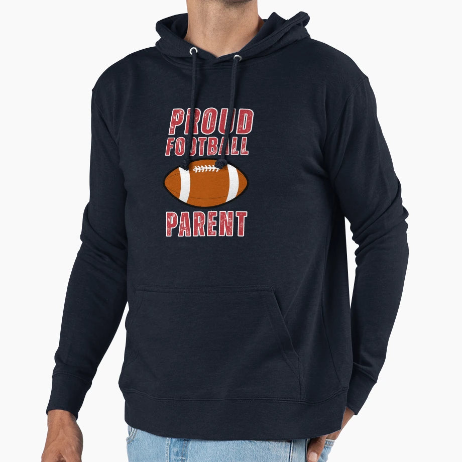 Distressed Proud Football Parent Game Hoodie - Minimalist Print for Adults - T-Shirt, Sweatshirt, Hoodie