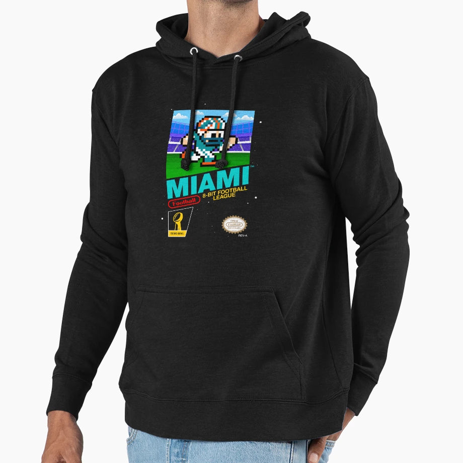 Miami Dolphins 8 Bit Videogames Hoodie - Fun Novelty Design for Adults - T-Shirt, Sweatshirt, Hoodie