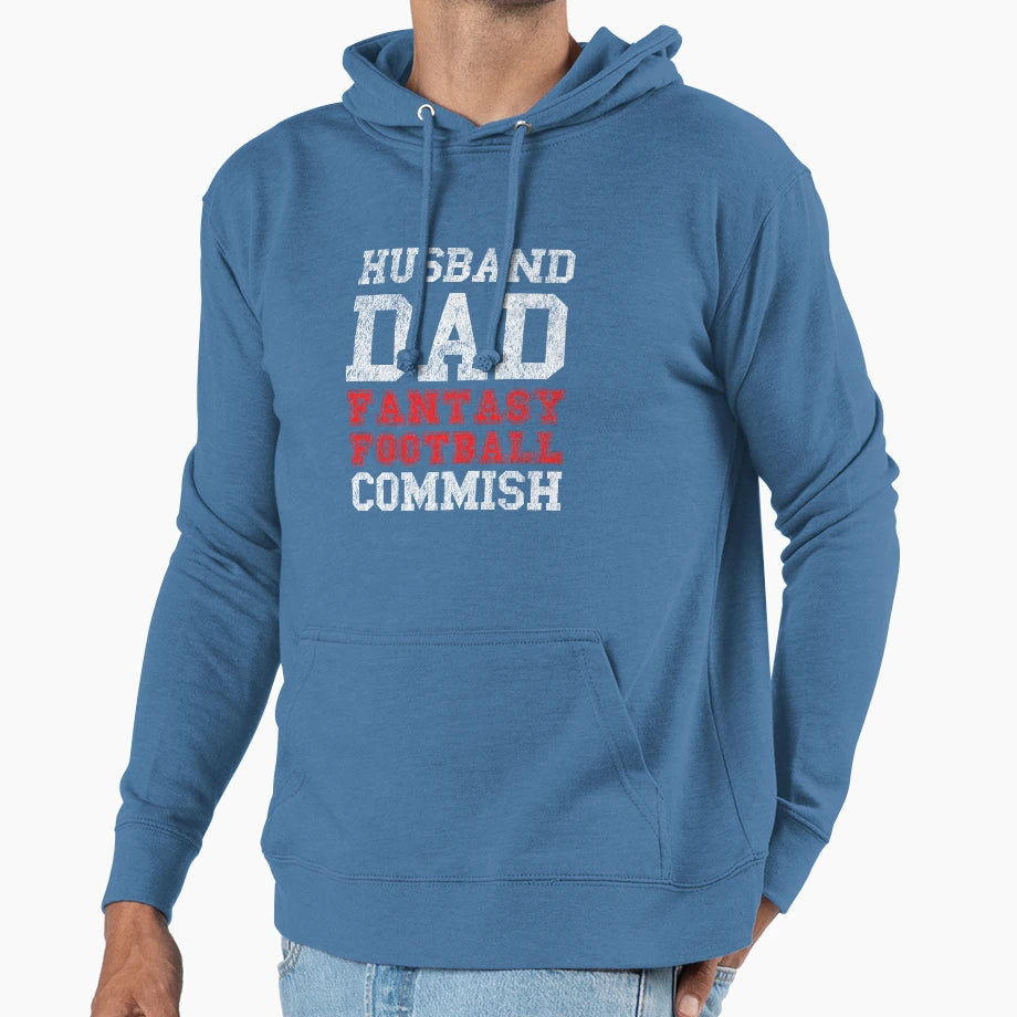Husband Dad Fantasy Football Commish Funny Hoodie - Trendy Graphic Unisex - T-Shirt, Sweatshirt, Hoodie