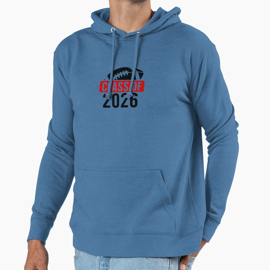 Class 2026 Football Graduation Senior Hoodie - Novelty Apparel for Adults - T-Shirt, Sweatshirt, Hoodie