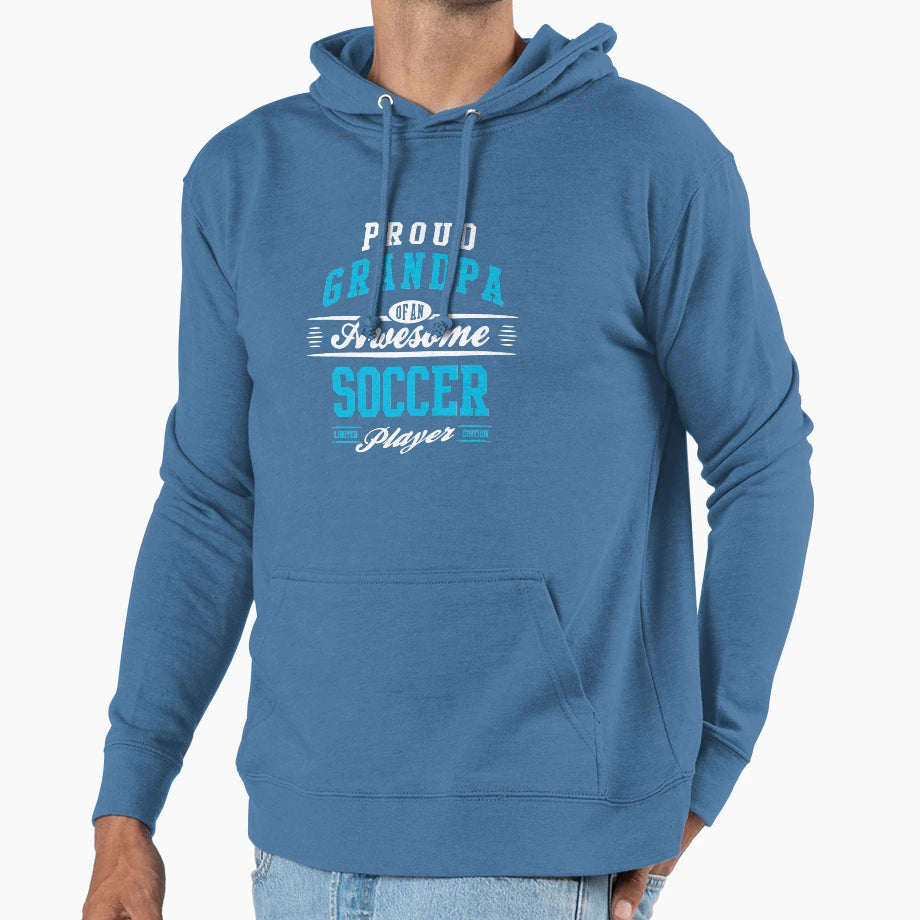 Proud Grandpa Awesome Soccer Player Hoodie - Trendy Graphic Unisex - T-Shirt, Sweatshirt, Hoodie