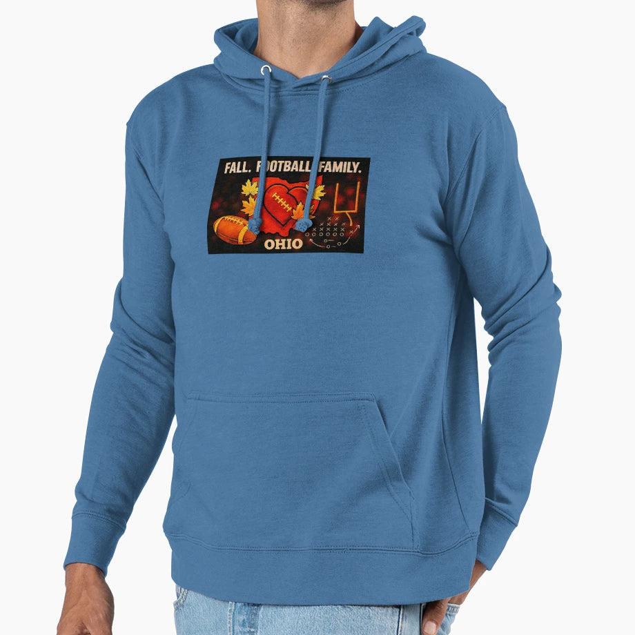 Fall Football Family Ohio Hoodie - Fun Novelty Design for Adults - T-Shirt, Sweatshirt, Hoodie