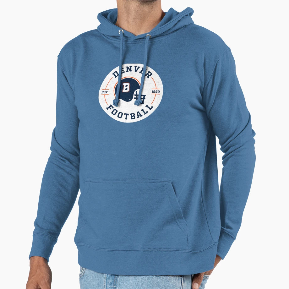 Denver Football Badge Hoodie - Novelty Apparel Men Women - T-Shirt, Sweatshirt, Hoodie