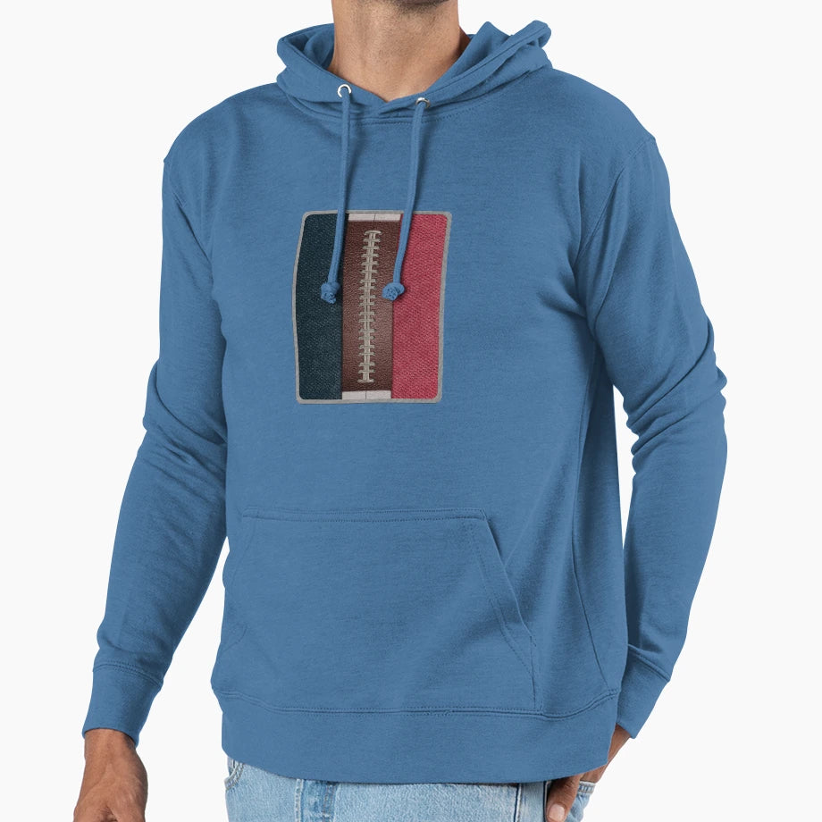 Football Blue Red And White Spirit Hoodie - Minimalist Print for Adults - T-Shirt, Sweatshirt, Hoodie
