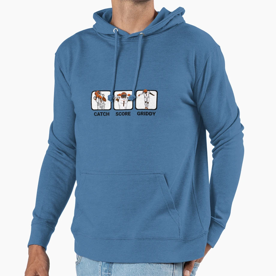 Catch Score Griddy Repeat Gift Hoodie - Casual Everyday Wear for Adults - T-Shirt, Sweatshirt, Hoodie