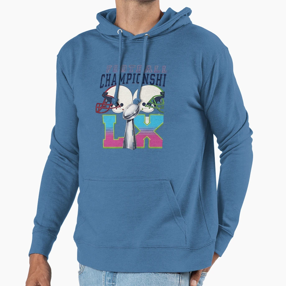 Champions Du Super Bowl Lx Des Hoodie - Fun Novelty Design Men Women - T-Shirt, Sweatshirt, Hoodie