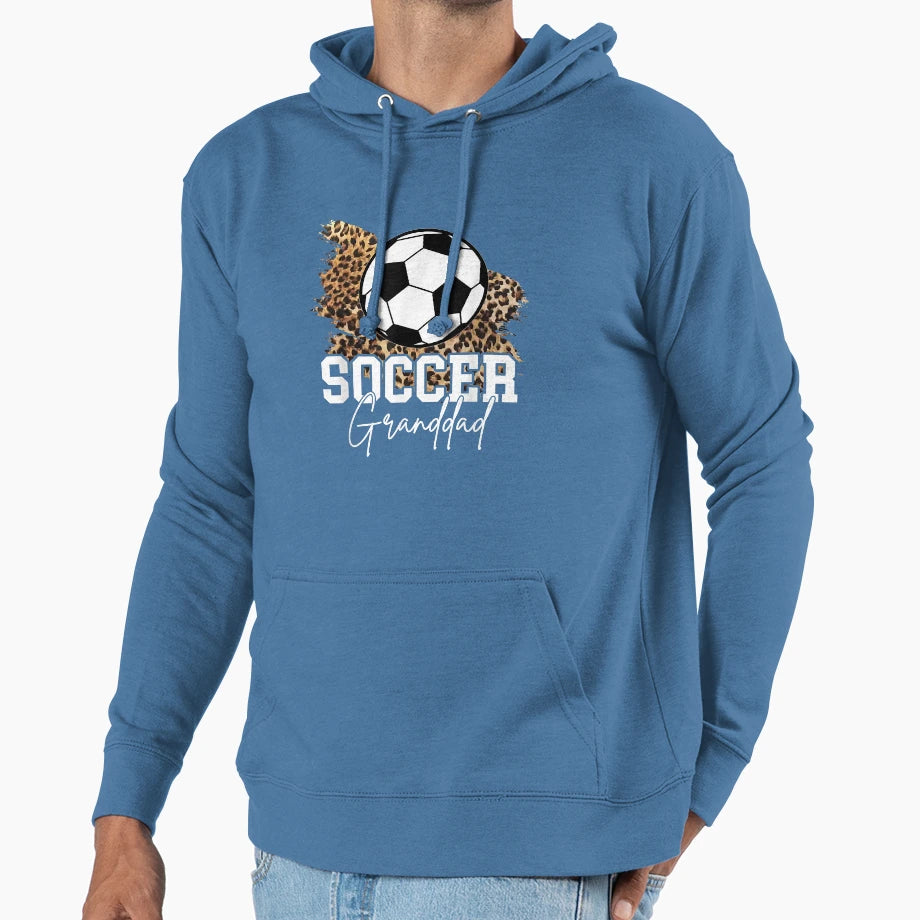 Soccer Granddad Leopard Heart Funny T-Shirt - Novelty Apparel Unisex - T-Shirt, Sweatshirt, Hoodie