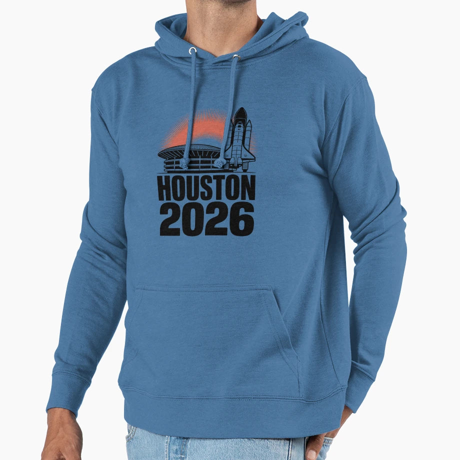Houston 2026 Space Shuttle Football V2 T-Shirt - Trendy Graphic Unisex - T-Shirt, Sweatshirt, Hoodie