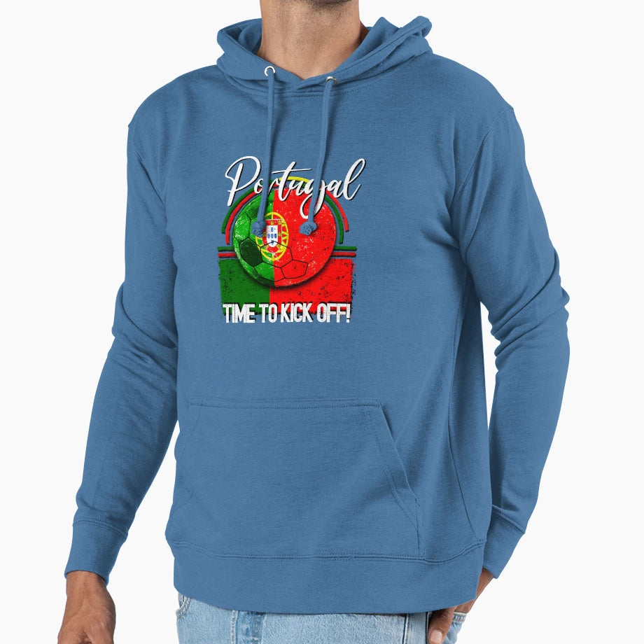 Portugal Football Time To Kick Off Hoodie - Fun Novelty Design Unisex - T-Shirt, Sweatshirt, Hoodie