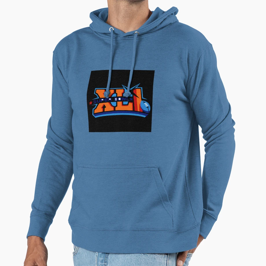 Super Bowl Colorful Blue Hoodie - Trendy Graphic Men Women - T-Shirt, Sweatshirt, Hoodie
