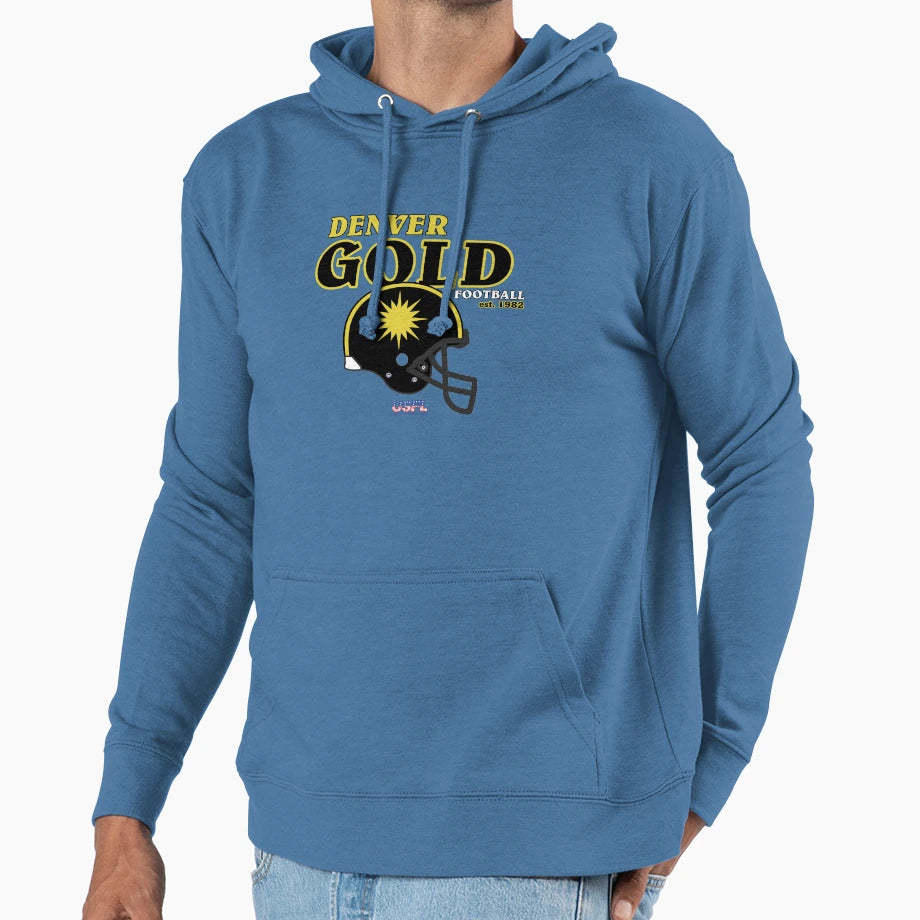 Denver Gold Helmet Hoodie - Aesthetic Graphic for Adults - T-Shirt, Sweatshirt, Hoodie