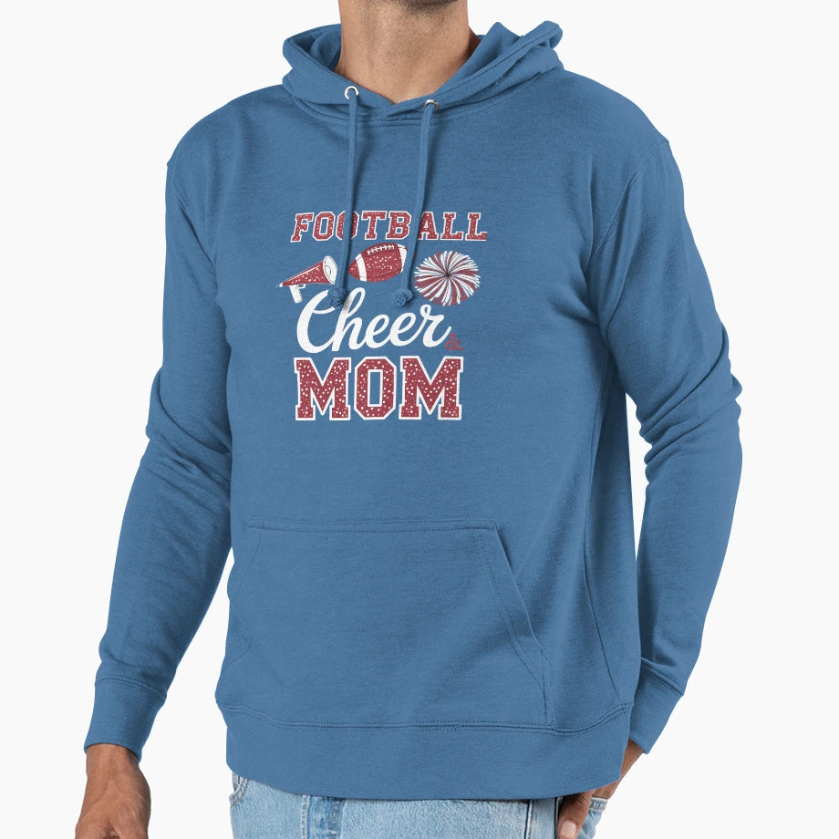 Loud Proud Football And Cheer Mom Hoodie - Custom Art Print Unisex - T-Shirt, Sweatshirt, Hoodie