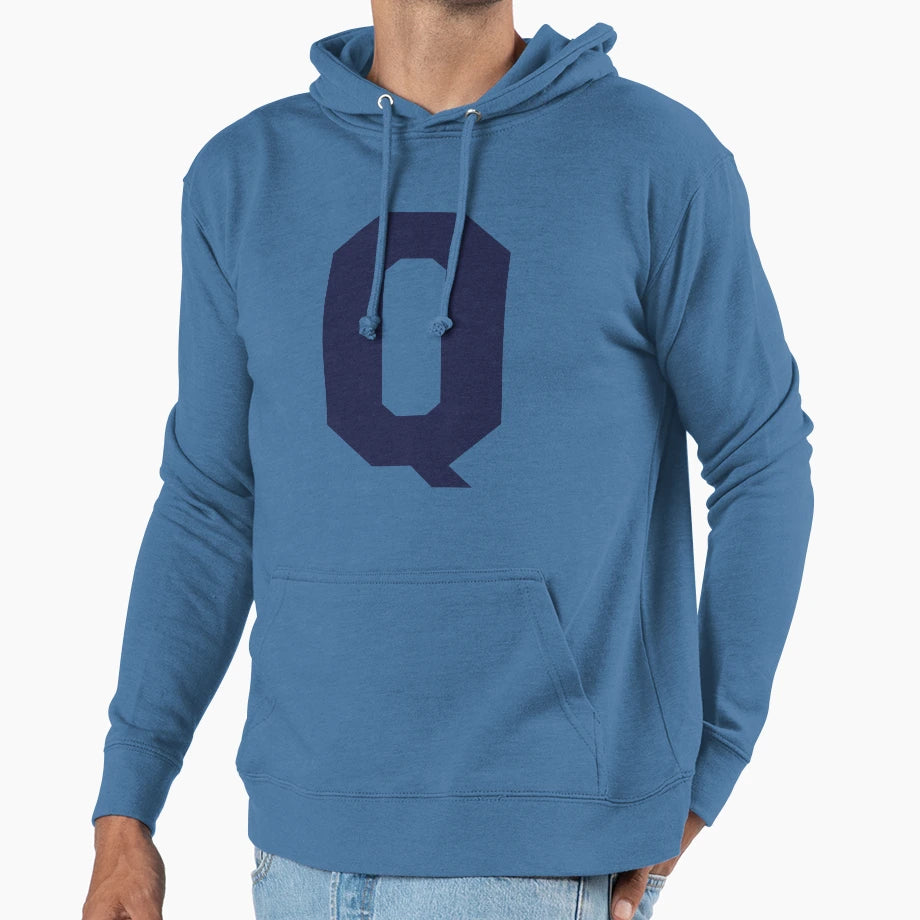 Alphabet Marine Blue Q Sports Hoodie - Casual Everyday Wear Men Women - T-Shirt, Sweatshirt, Hoodie