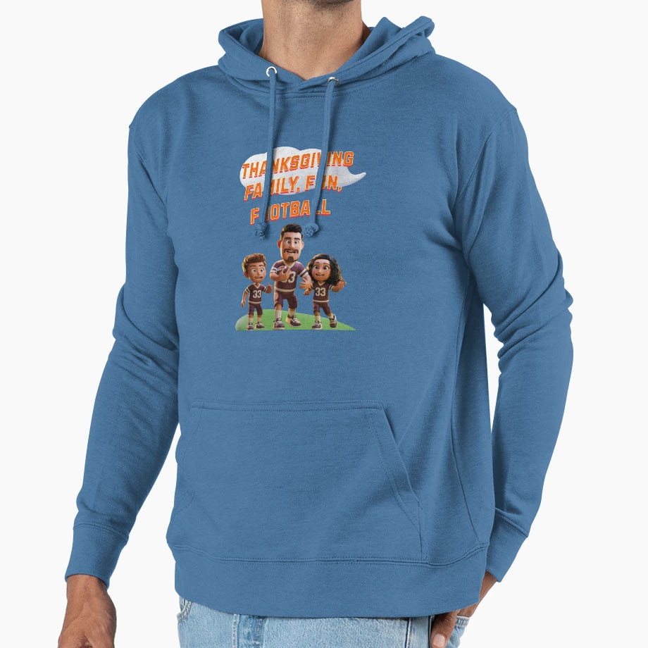 Thanksgiving Family Fun Football Hoodie - Streetwear Style Unisex - T-Shirt, Sweatshirt, Hoodie