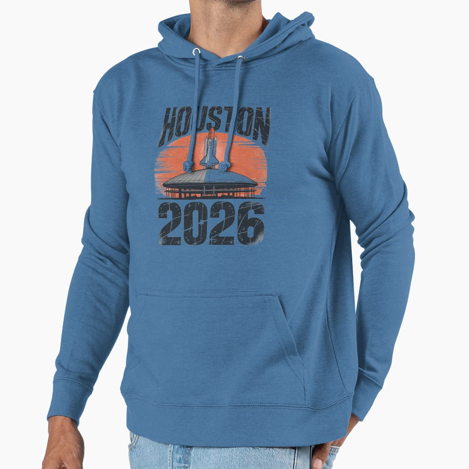 Houston 2026 Space Shuttle Football V8 T-Shirt - Minimalist Print Men Women - T-Shirt, Sweatshirt, Hoodie