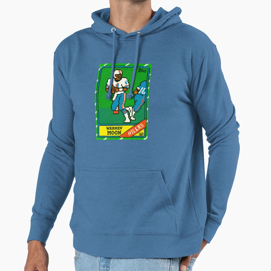 Warren Moon 8 Bit Football Rookie Card Hoodie - Graphic Print for Adults - T-Shirt, Sweatshirt, Hoodie