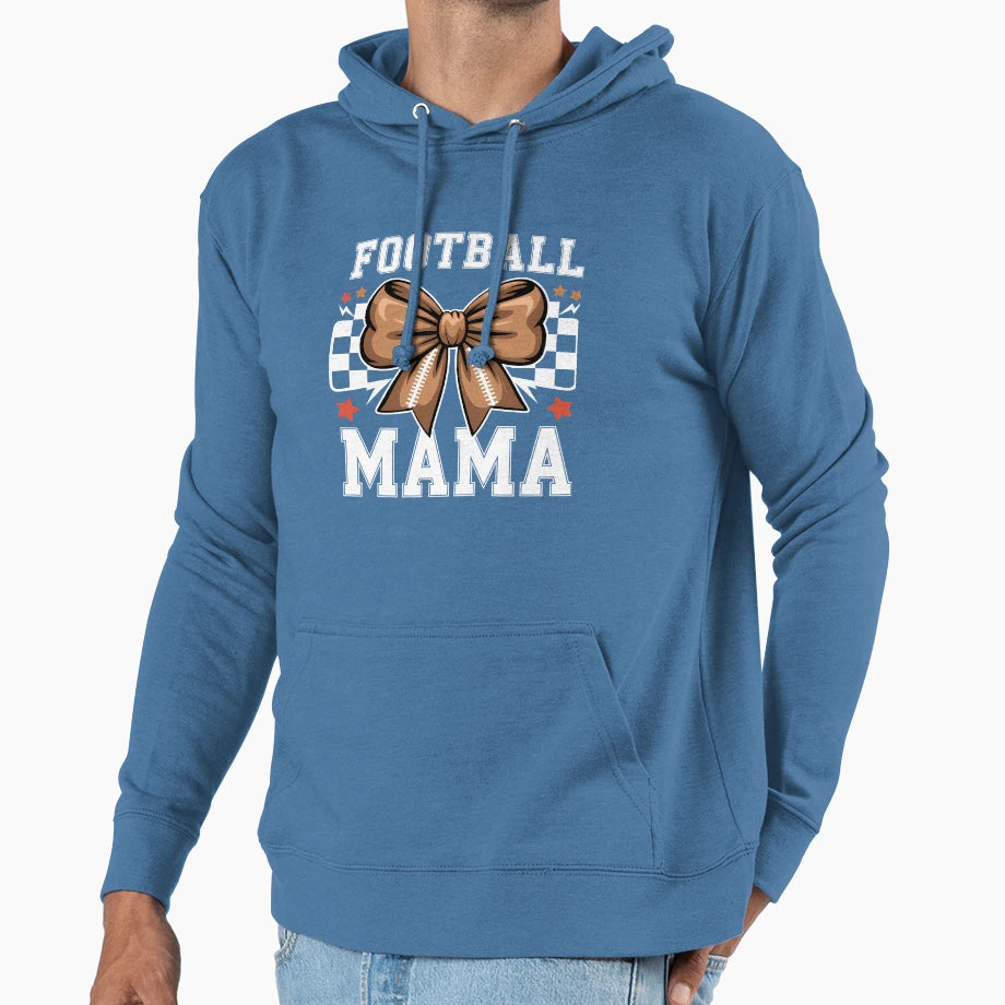 Coquette Bow American Football Mama Hoodie - Unique Graphic for Adults - T-Shirt, Sweatshirt, Hoodie