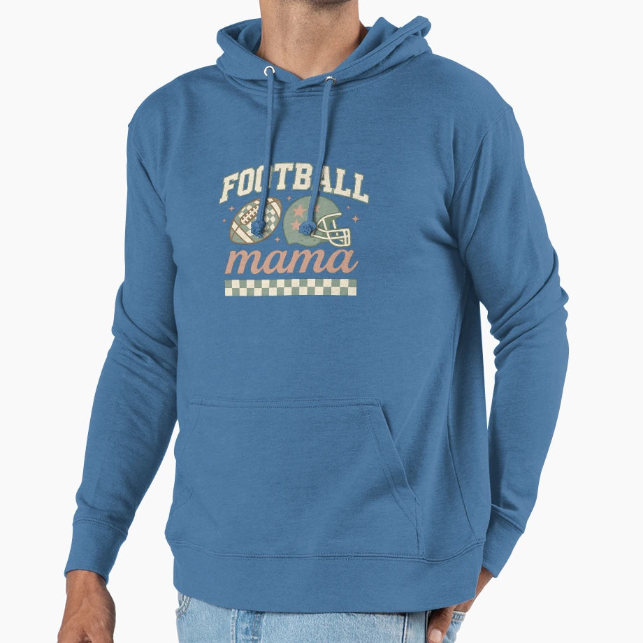 Football Mama Checkered Sports Mom Hoodie - Custom Art Print Men Women - T-Shirt, Sweatshirt, Hoodie