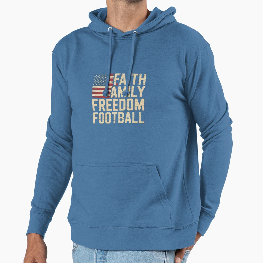 Faith Family Freedom Football American Hoodie - Novelty Apparel Men Women - T-Shirt, Sweatshirt, Hoodie