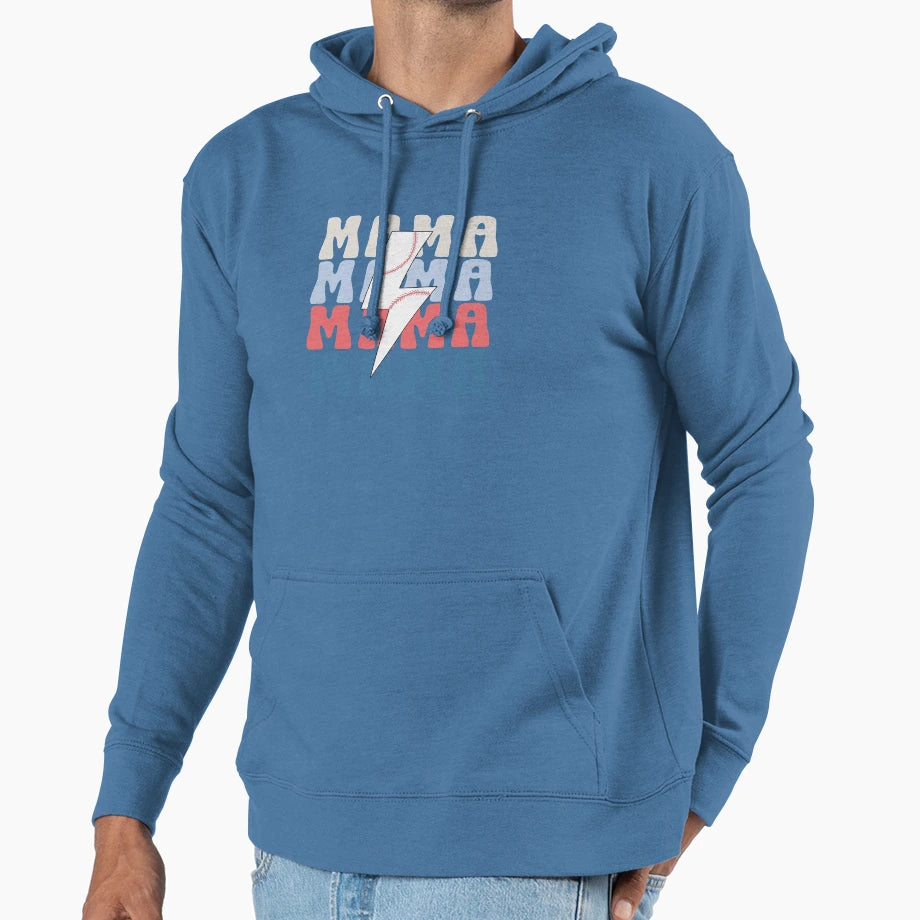 Mama Baseball Fun Baseball Mom Hoodie - Fun Novelty Design for Adults - T-Shirt, Sweatshirt, Hoodie