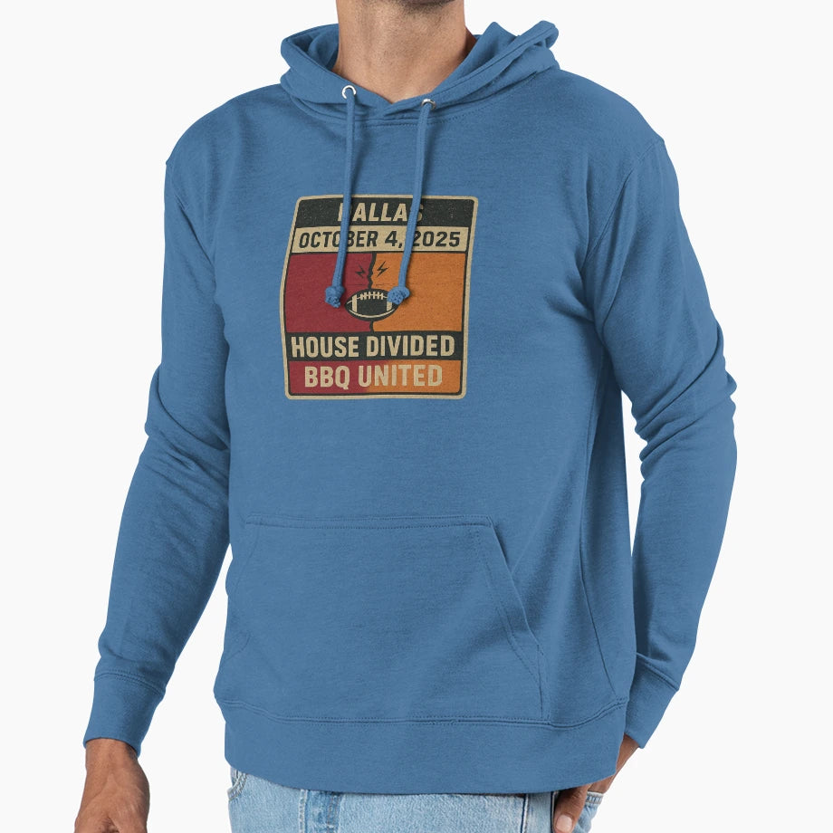 House Divided Bbq United Dallas 2025 Hoodie - Fun Novelty Design Men Women - T-Shirt, Sweatshirt, Hoodie