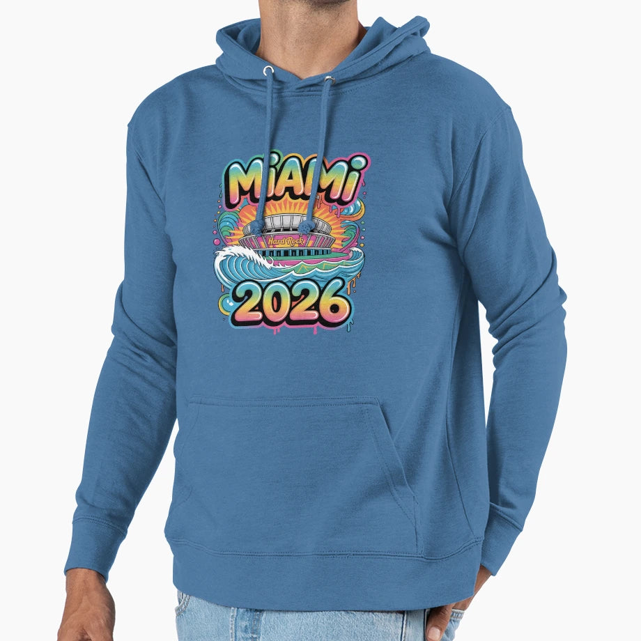 Miami 2026 Ocean Wave Football V3 T-Shirt - Streetwear Style Unisex - T-Shirt, Sweatshirt, Hoodie