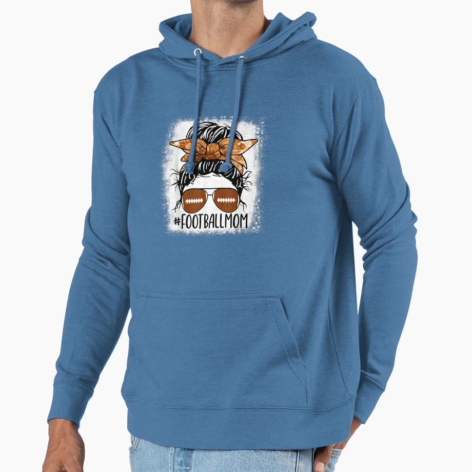 Football Mom Life Tie Dye Bleached Messy Hoodie - Trendy Graphic Unisex - T-Shirt, Sweatshirt, Hoodie