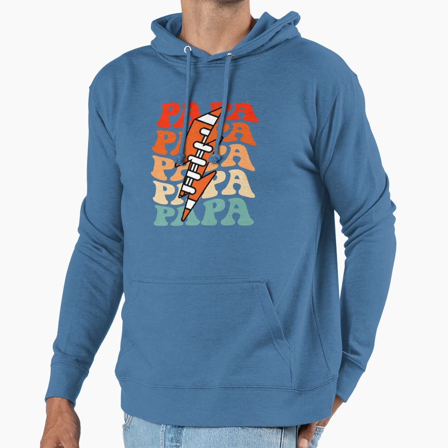 Football Dad Papa Groovy Lightning Hoodie - Casual Everyday Wear Men Women - T-Shirt, Sweatshirt, Hoodie